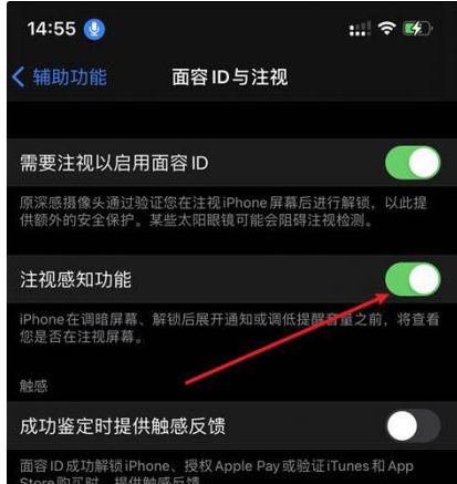 涉县苹果14维修网点分享iPhone14注视感知功能有什么用 